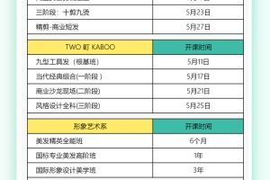 2026年广州尚艺美发学校收费，广州尚艺美发职业培训学院06月课程开班表